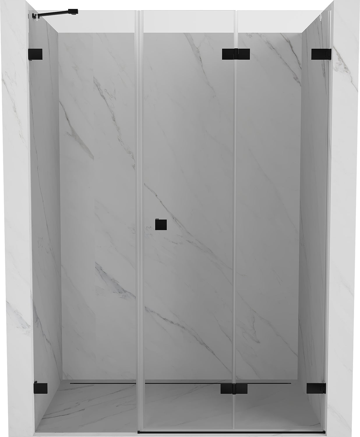 Mexen Lunar-F drzwi prysznicowe składane prawe 125 cm, transparent, czarne - 836S-125-050-70-00-P