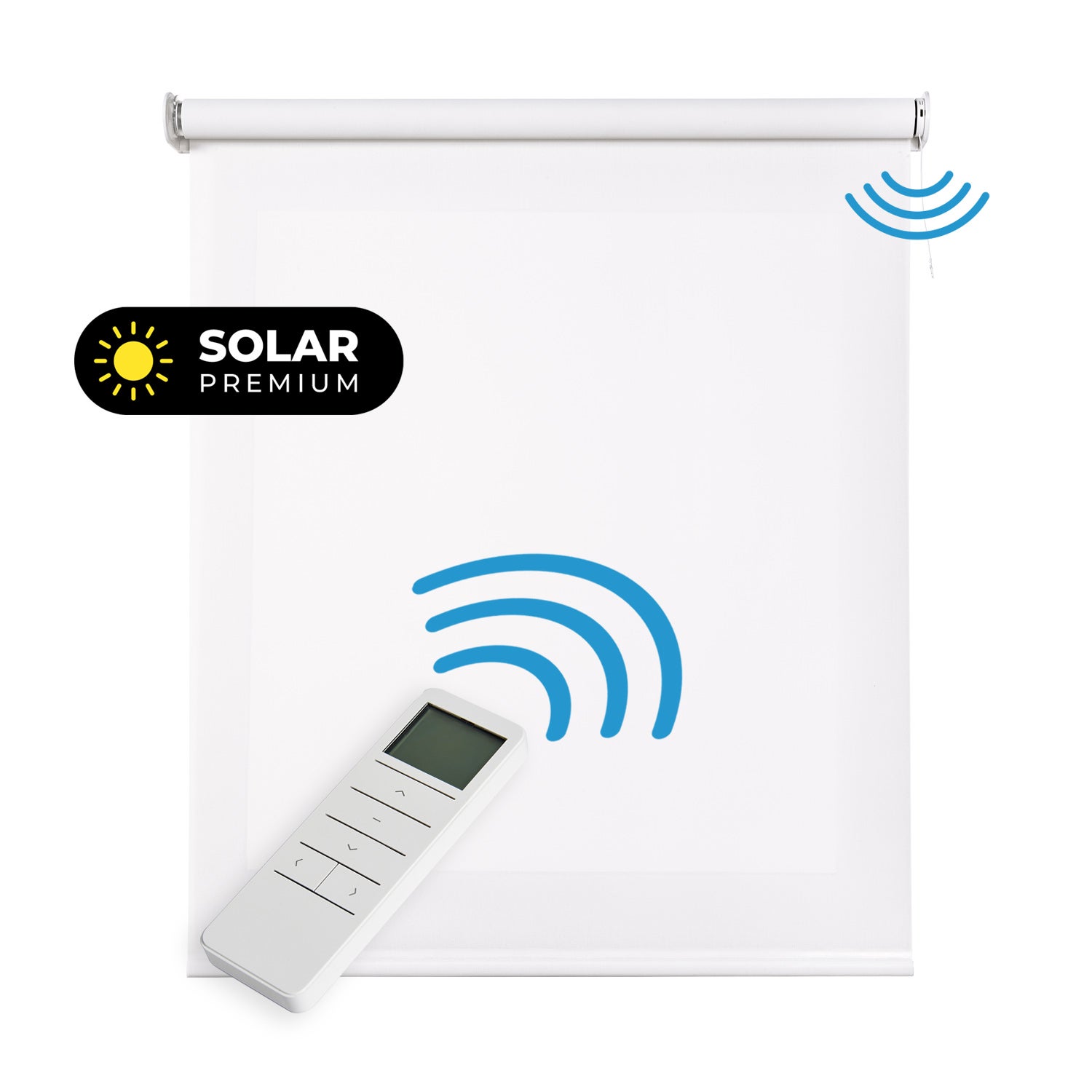 Estores enrollables motorizados screen premium con acabados en aluminio tejido técnico con motor y mando blanco 160x180 cm