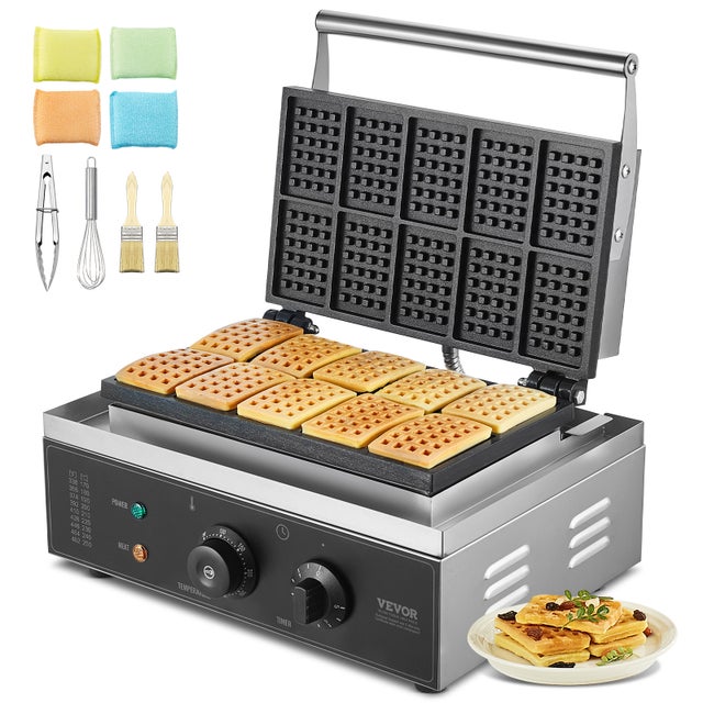 gofrownica handlowa gofrownica 1550W 10 prostokątnych gofrów srebrna VEVOR