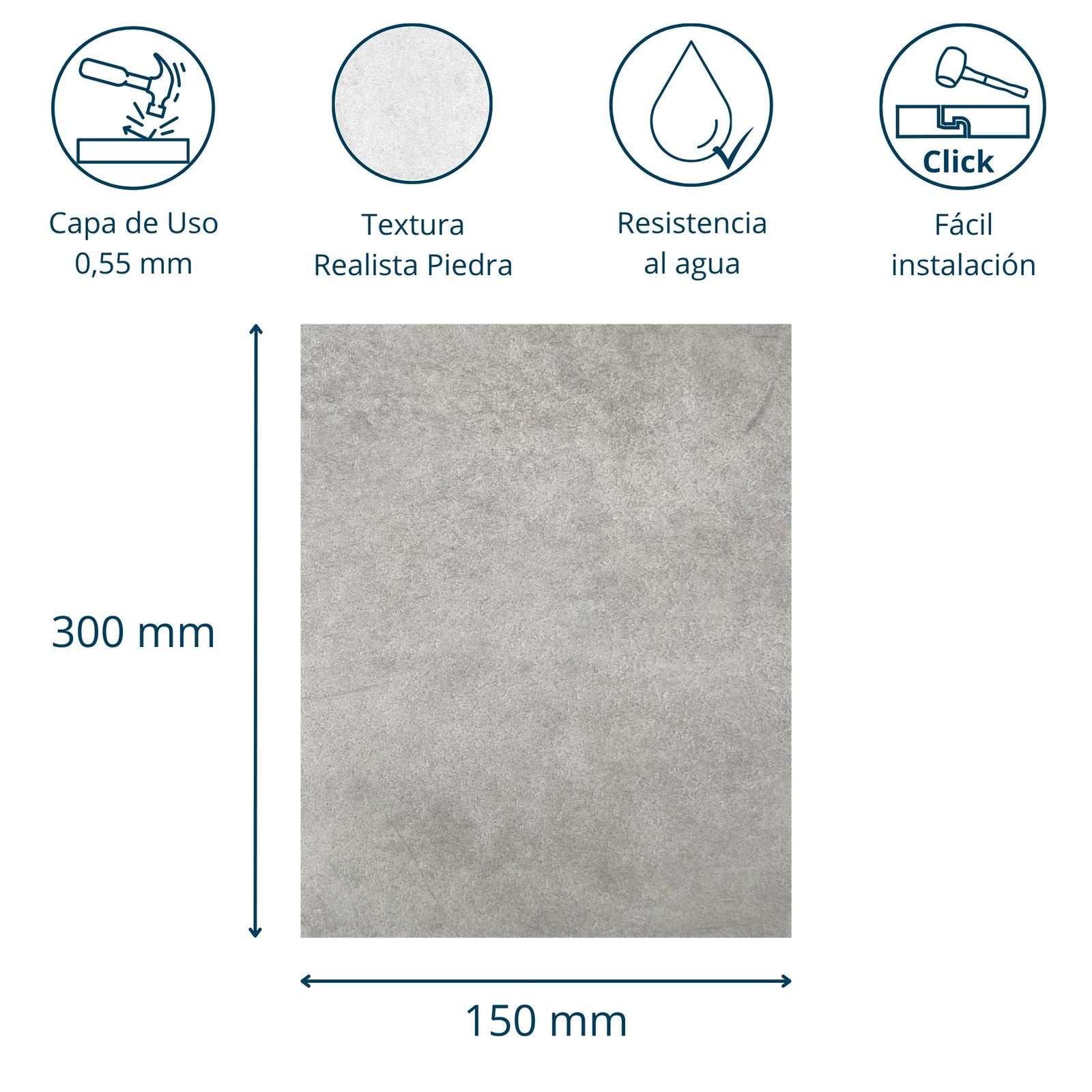 Muestra Suelo vinílico SPC clic Extrem 6mm efecto piedra Gris Cemento ISOVEX - 2
