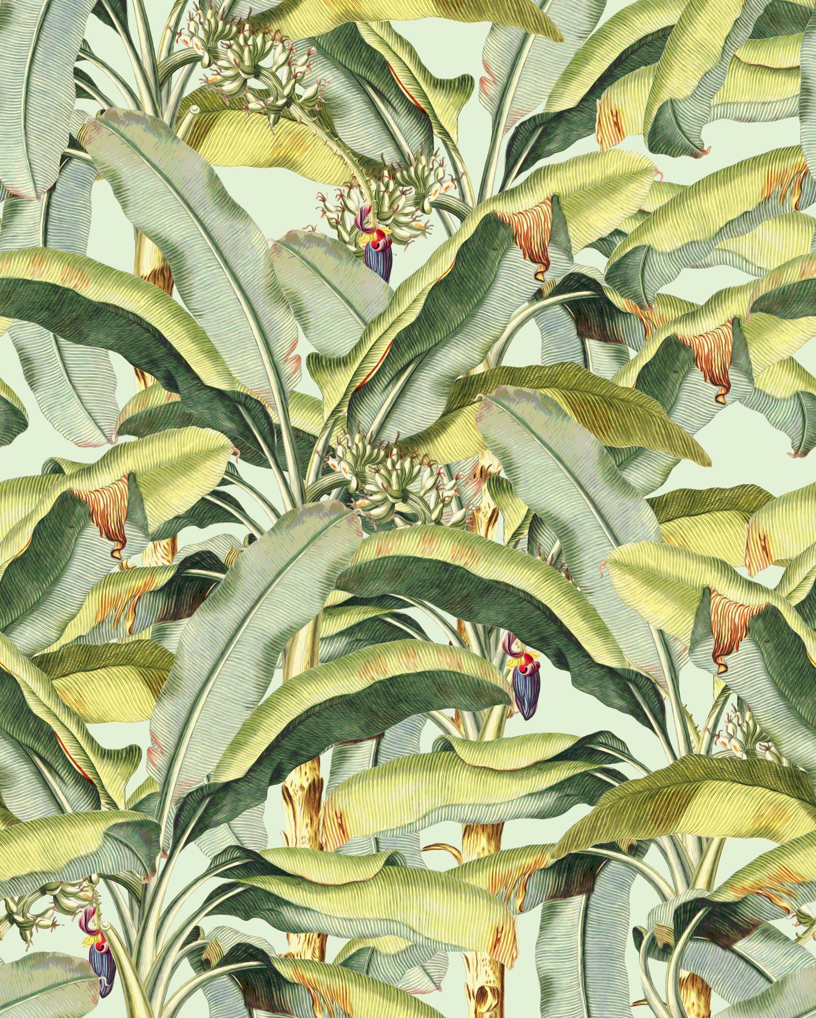 Fototapeta liście palmowe zielonymIżółtym - 250 x 200 cm - KOMAR