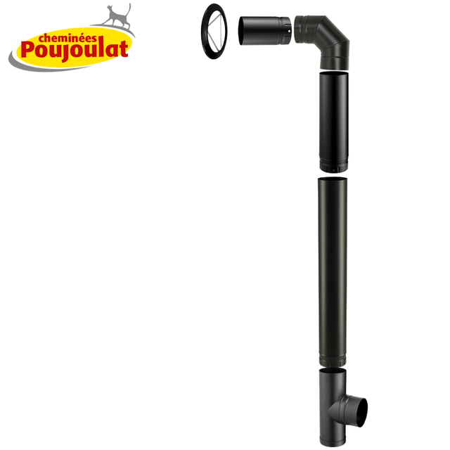 Kit raccordement sortie arrière conduit émaillé pour poêles à bois - Poujoulat - Diamètre 150mm
