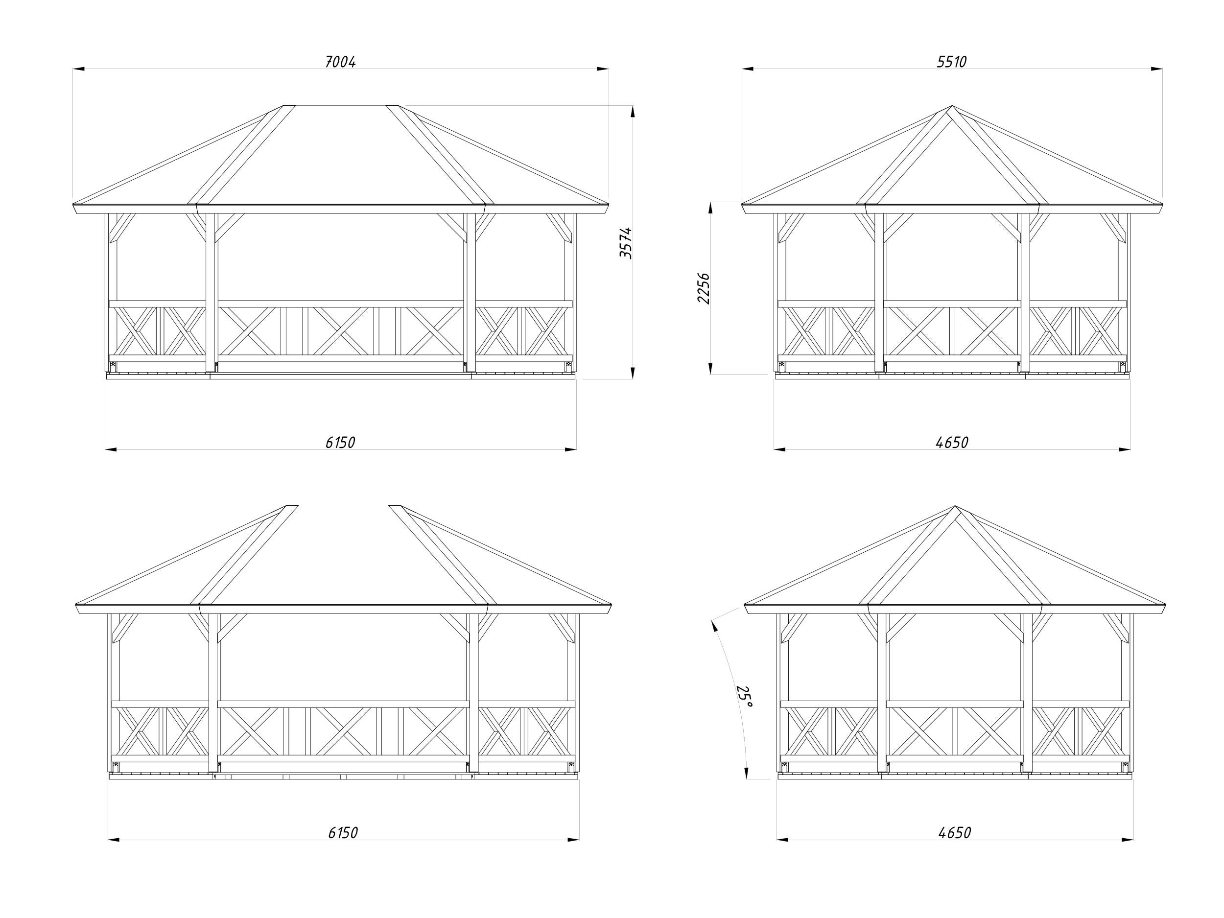 Kiosque de jardin en bois Betty - PALMAKO - 465 x 615 cm - 25 m² - 5