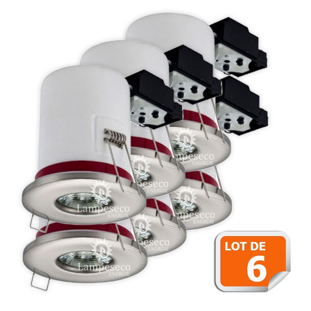 Lot De 6 Supports De Spot BBC Étanche IP65 Inox 87mm Avec Douille GU10 Automatique