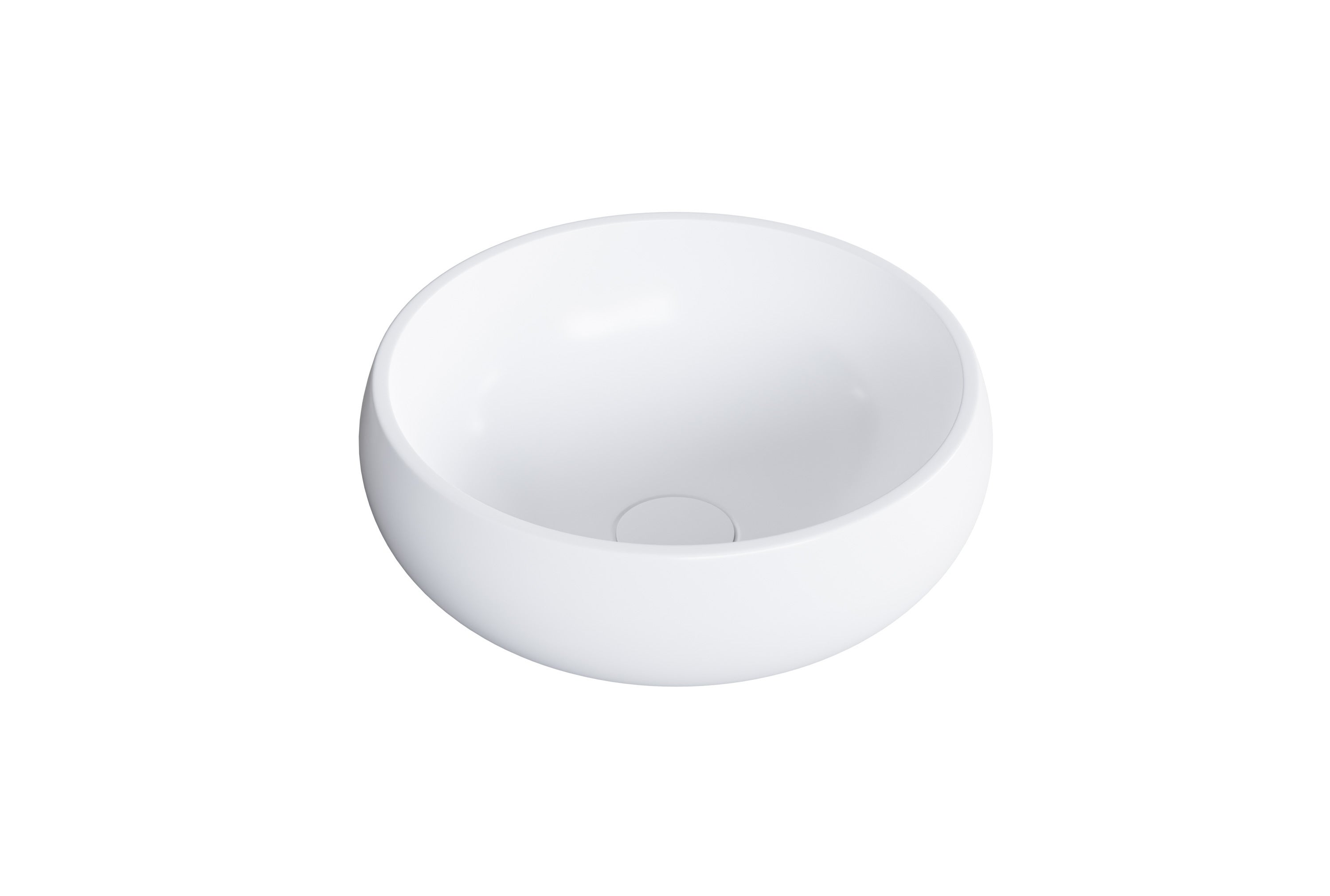 BERNSTEIN - Lavabo rotondo con piedistallo Lavabo in fusione minerale da bagno - NT8559 - Diametro 36cm Bianco opaco, Con scarico e coperchio bianco - 2