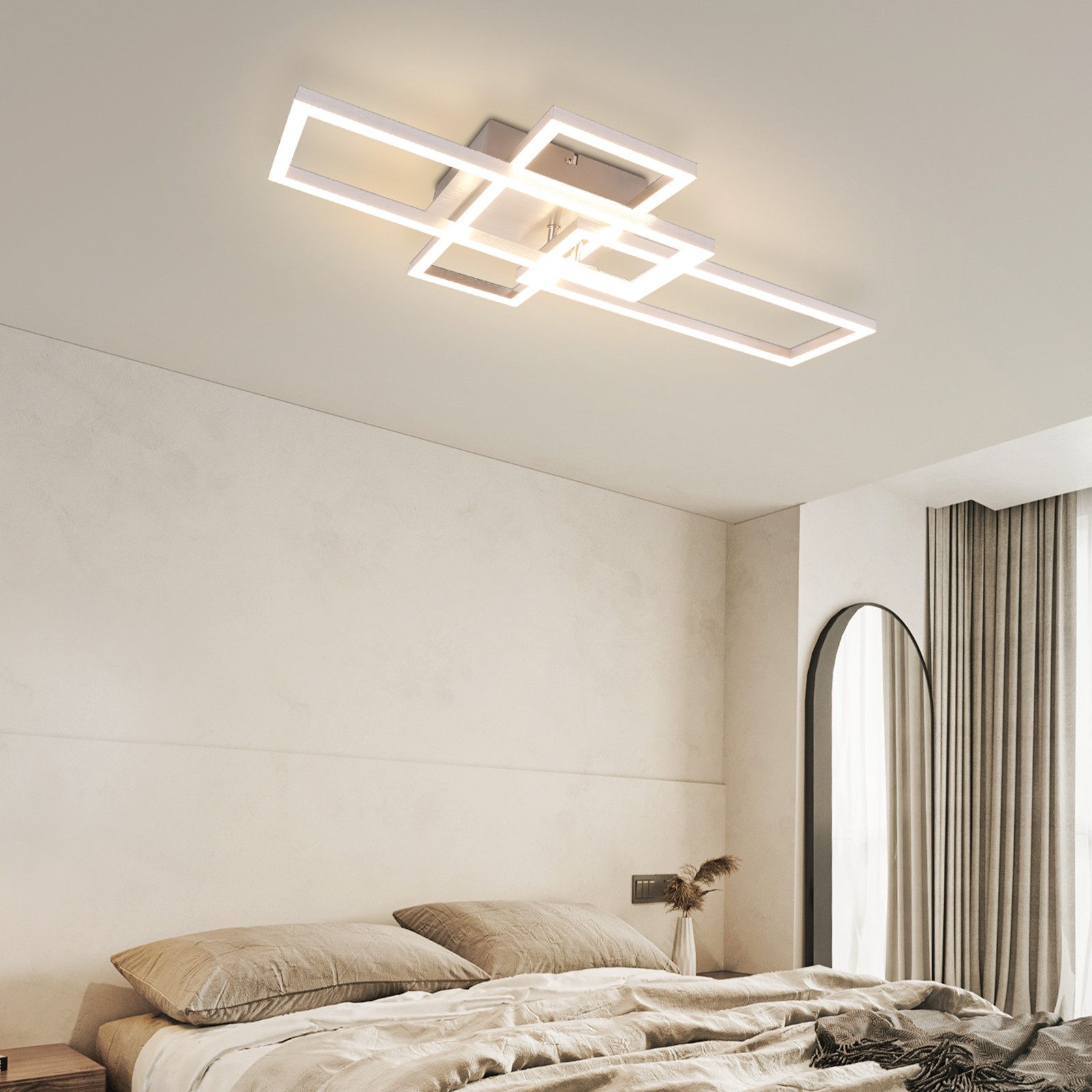 ZMH Czarna lampa sufitowa LED z 3 ramkami, 102 cm, nowoczesna, ściemnialna, do salonu i sypialni - 6