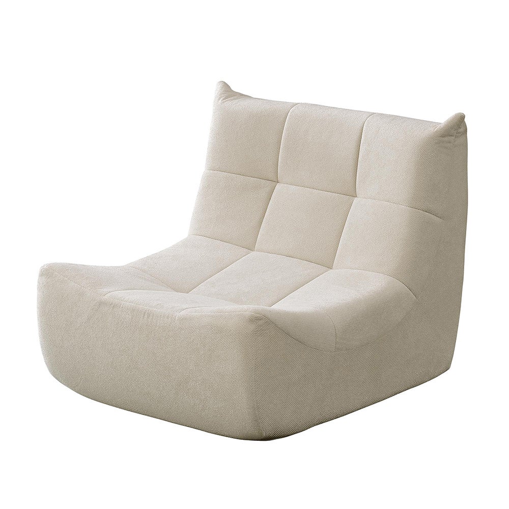 Canapé Togo en Chenille au Sol Sans Accoudoirs Pouf avec Mousse à Mémoire de Forme Confortable Beige - 2