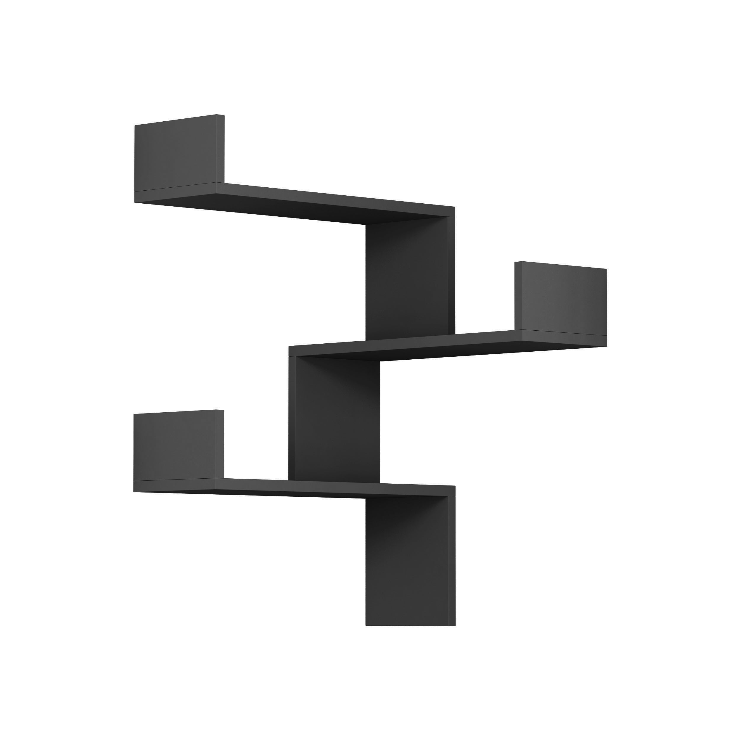 Decortie Luksa Étagère murale moderne Bibliothèque murale Coin Zigzag Design Anthracite Grey 60cm - 2