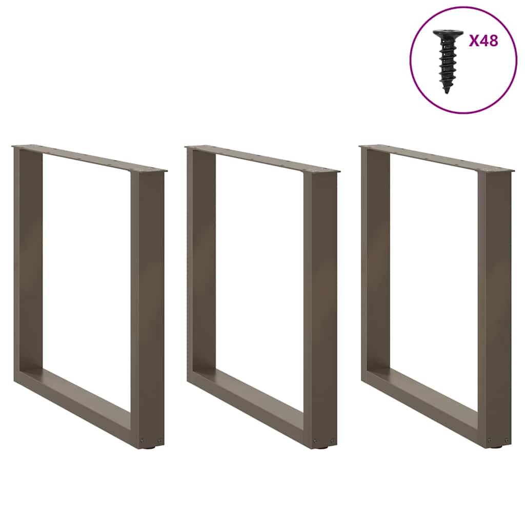 Maison Exclusive - Pieds de table à manger en U, 3 pièces, acier l, 90 x (72-73) cm - 3