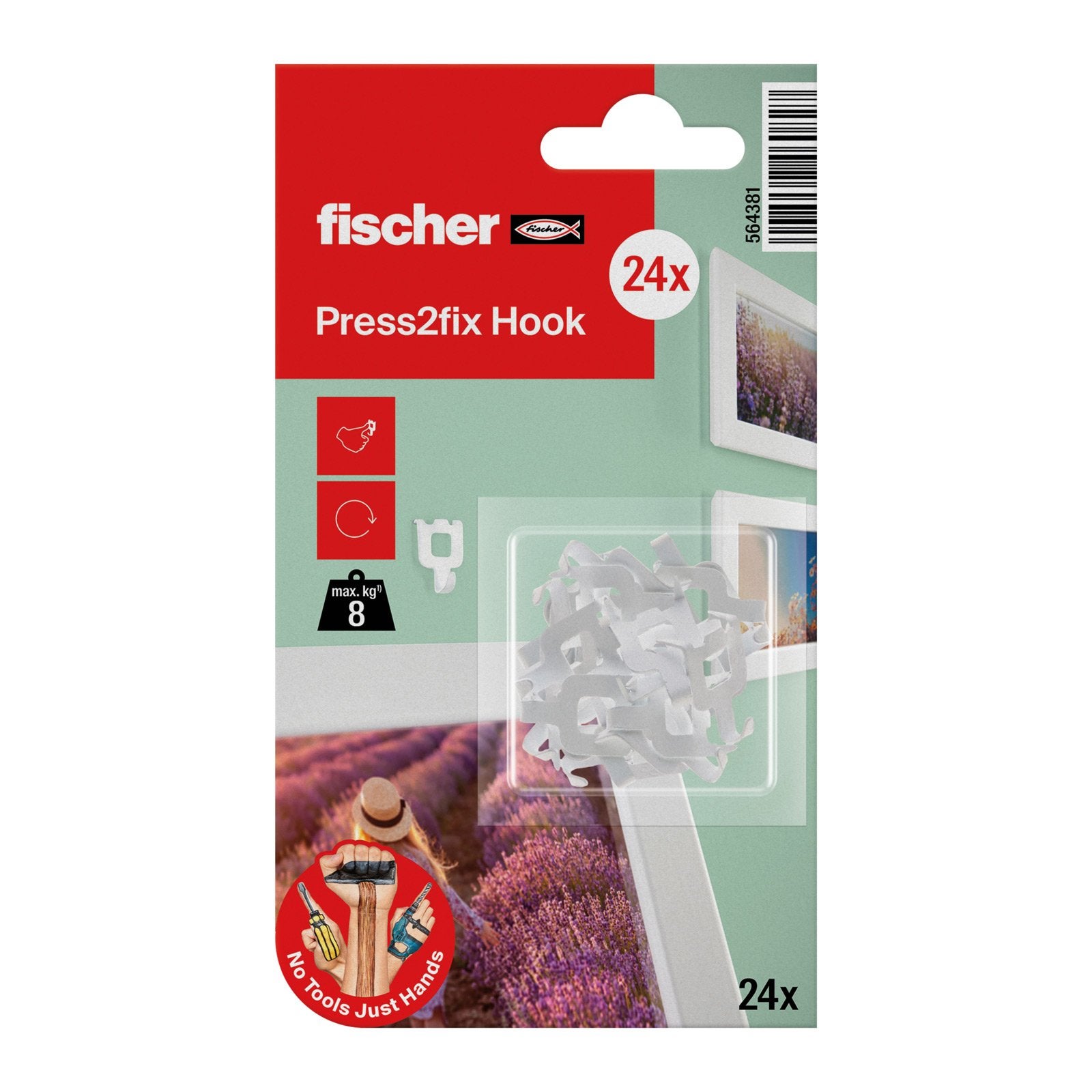 Ganci Per Quadri Fischer Fast&Fix - Per Cartongesso, Senza Trapano, Fino A 16 Kg, 8 Pezzi - Foto 2