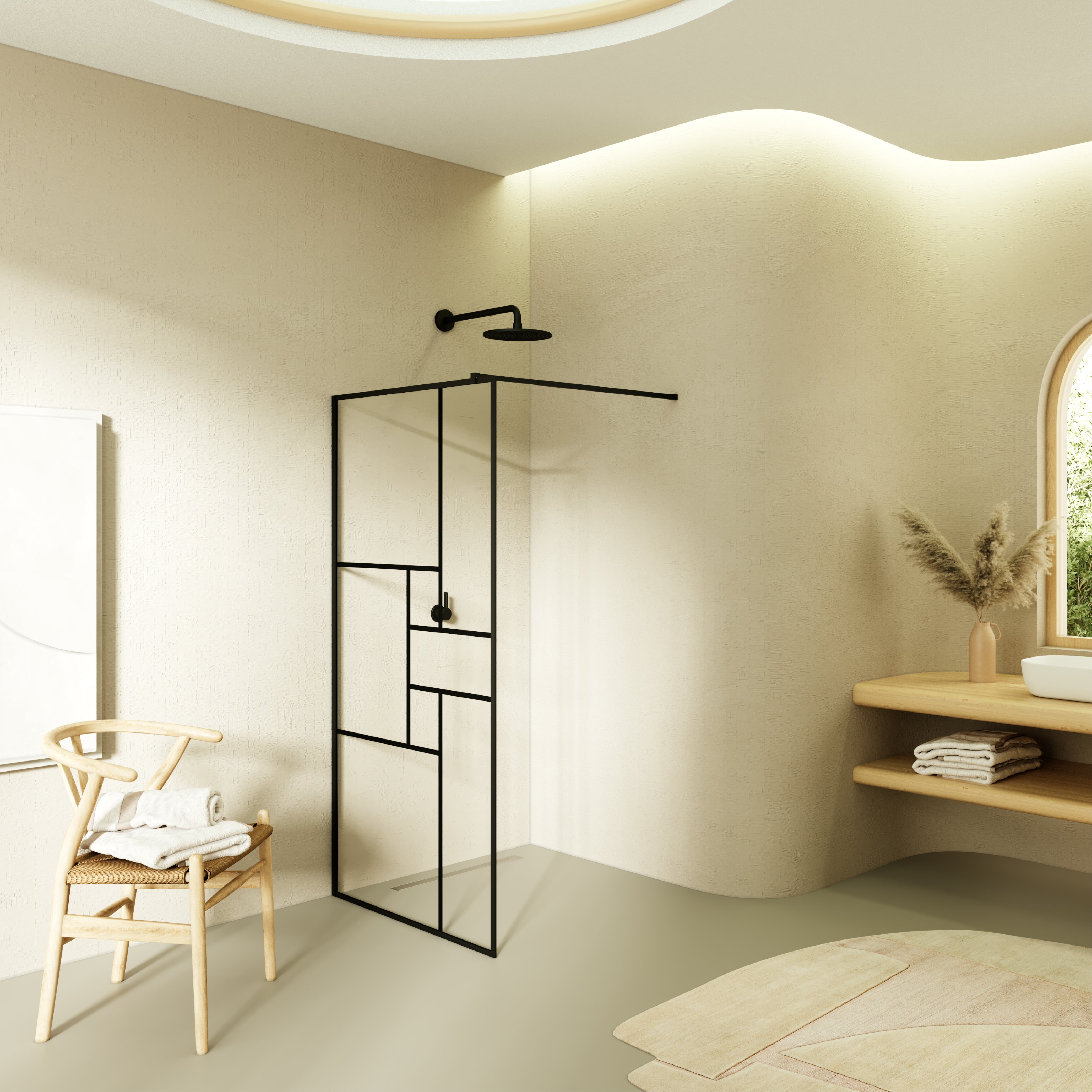Pannello Doccia Walk-In GIANNA 140x200 Cm - Vetro Temperato 8mm Con Zanzariera
