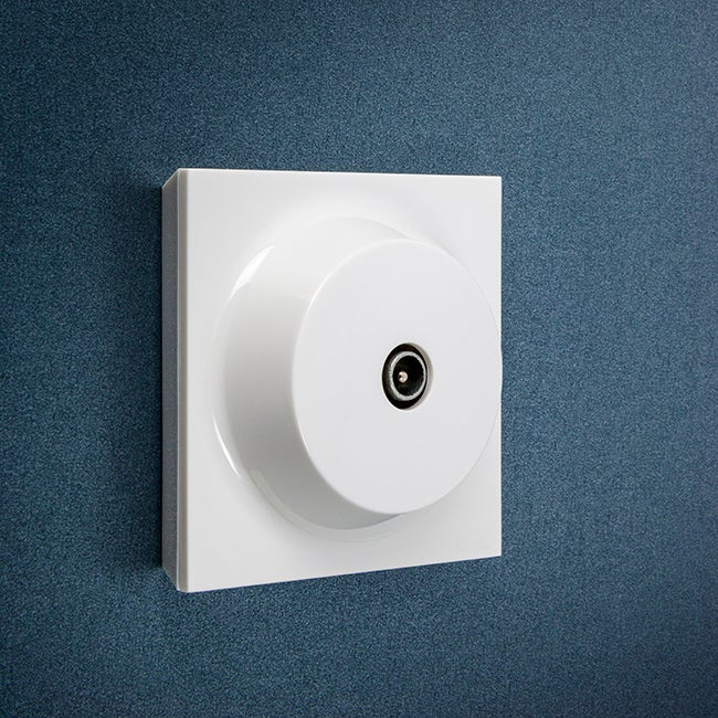 Prise TV fontini Neo Evo, blanc brillant RAL 9003, ABS, extra-plat, 7,8 x 3,1 cm, garantie 10 ans - 3