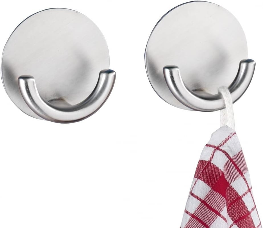 2 szt. Haki ścienne - samoprzylepne, Stal nierdzewna, 5,5 x 2,5 x 5,5 cm, Srebrny matowy