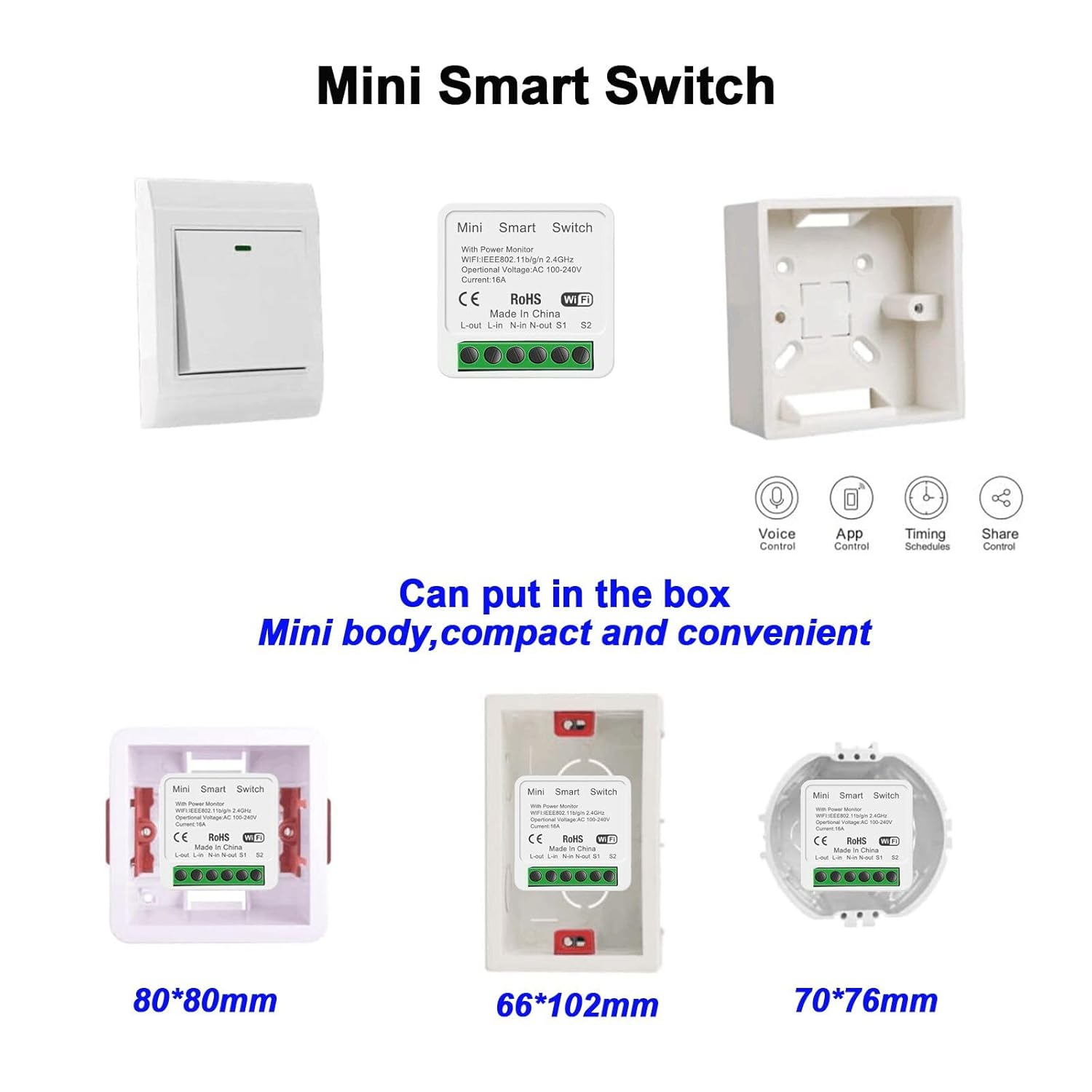 Interrupteur intelligent WiFi, compatible avec Alexa/Google Home, contrôle à distance via application, bidirectionnel 16A (lot de 4) - 7