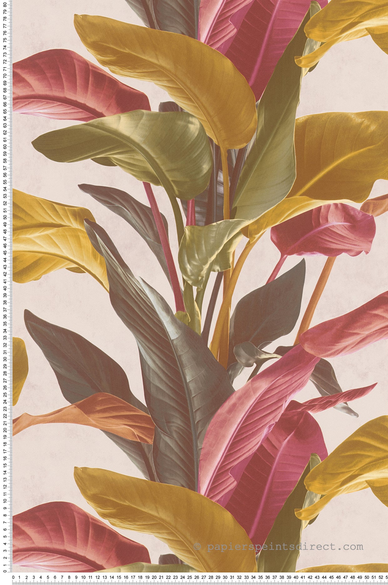 Papel pintado rosa palo con plantas y hojas papel pintado tropical rosa, amarillo y verde papel pintado moderno retro