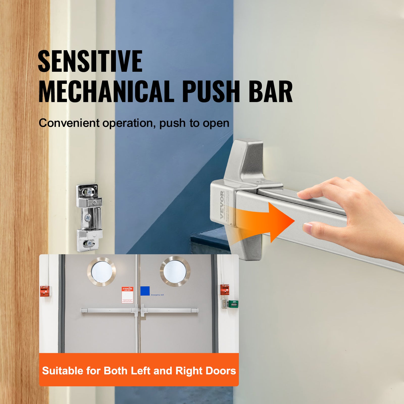 Serrure Anti-Panique Universelle VEVOR pour Porte de Sortie 71 cm de Largeur Dispositif Anti-Panique Issue de Secours Barre 1 Carré Évacuation Rapide - 3