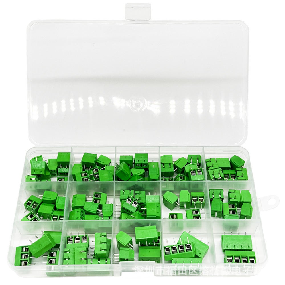 100 sztuk złączy śrubowych PCB, raster 5 mm, 2/3/4 piny, do Arduino (85 x 2, 10 x 3, 5 x 4, zielone)