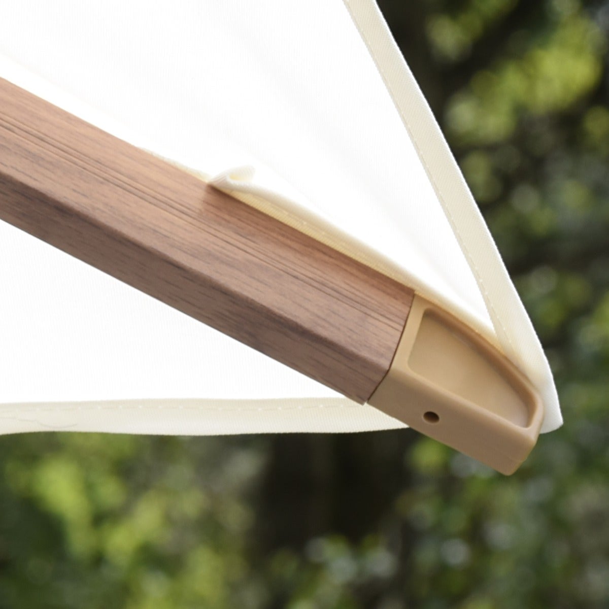 Parasol déporté rotatif 360° inclinable aluminium finition bois toile écrue 4x3 m Poseidon - 6