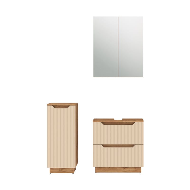 Vicco Zestaw mebli łazienkowych Lotta, Dąb/kaszmir w paski, 3 części