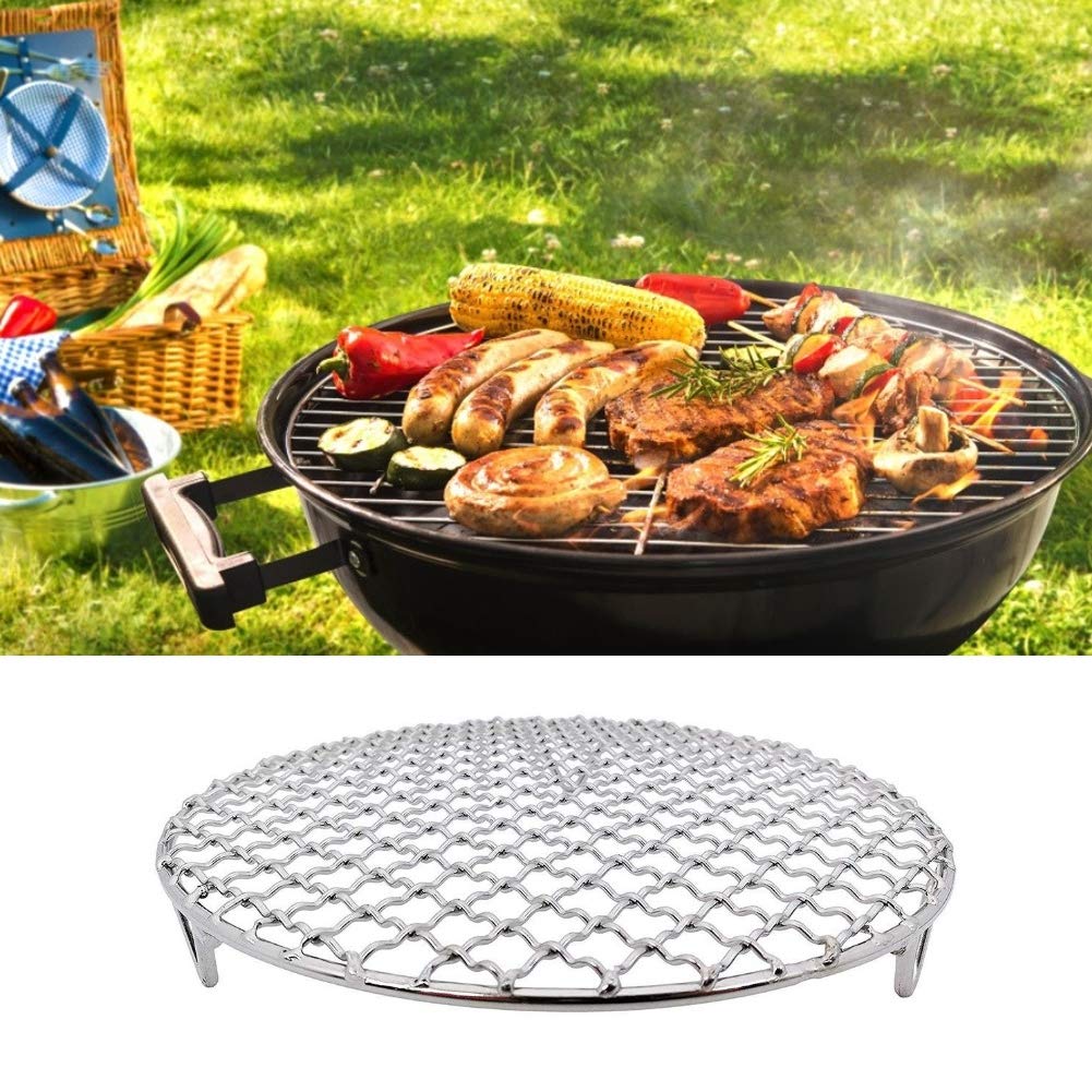 Grille De Cuisson Multifonction En Acier Inoxydable KSJONE Pour Barbecue, Cuisson à La Vapeur, Refroidissement Et Cuisson, Grille Ronde En Fil De Fer/Papad Jali/Roti Grill Rond Avec Poignée En Bois