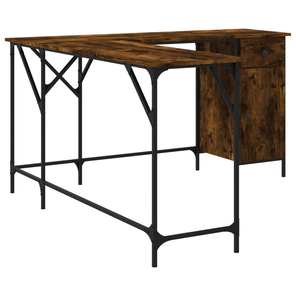 Bureau，Table de travail，Table d'étude chêne fumé 141x141x75 cm bois d'ingénierie CWV38329 - 6