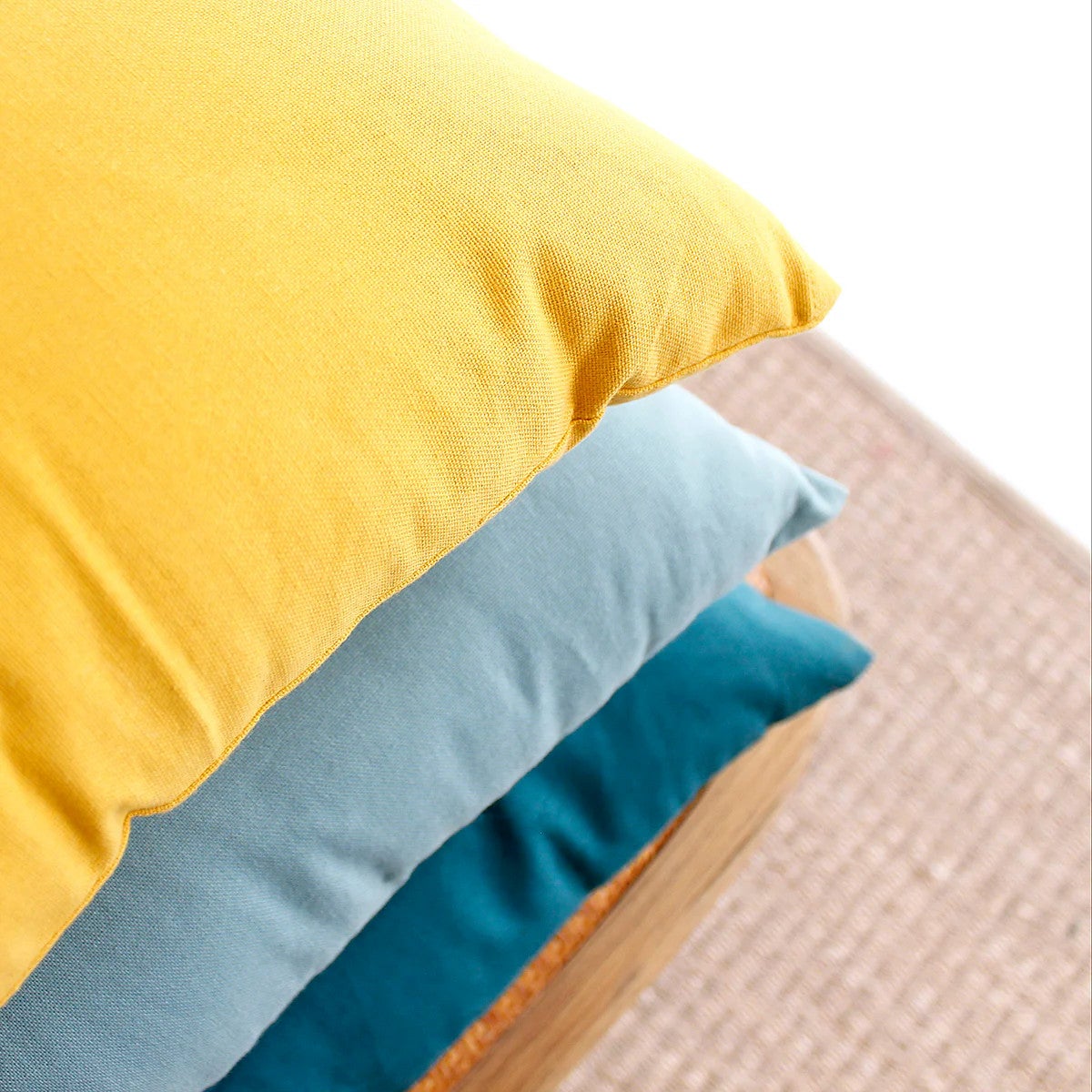 Coussin déhoussable uni en coton - Bleu Canard - 40x40 cm - Polyester - 2