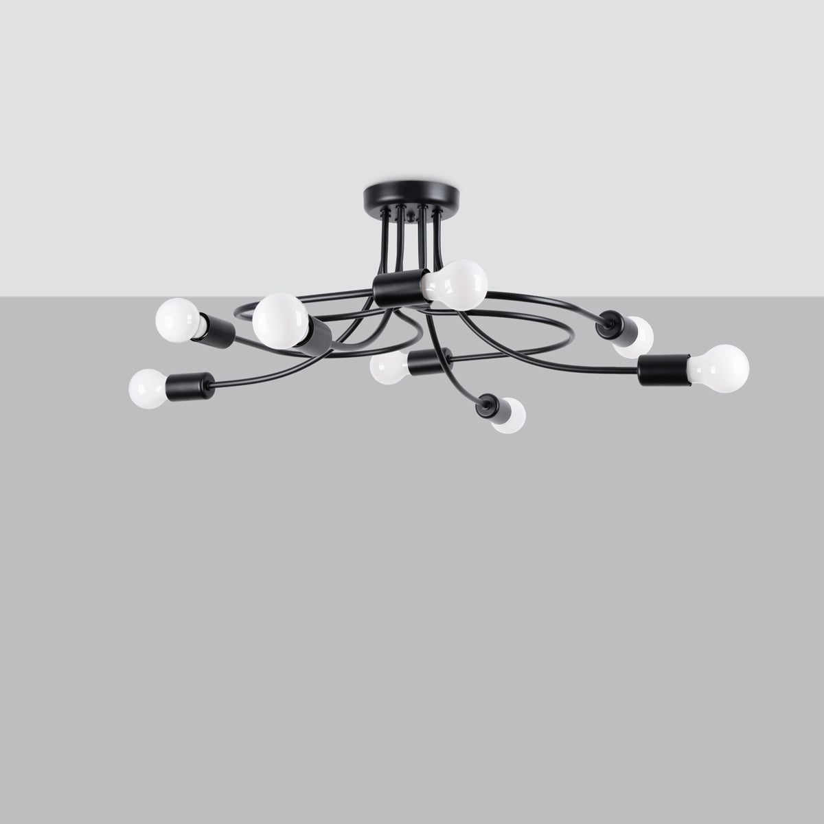 Żyrandol VARILEX 8 czarny LED 4000K - 58x58x28cm Sollux