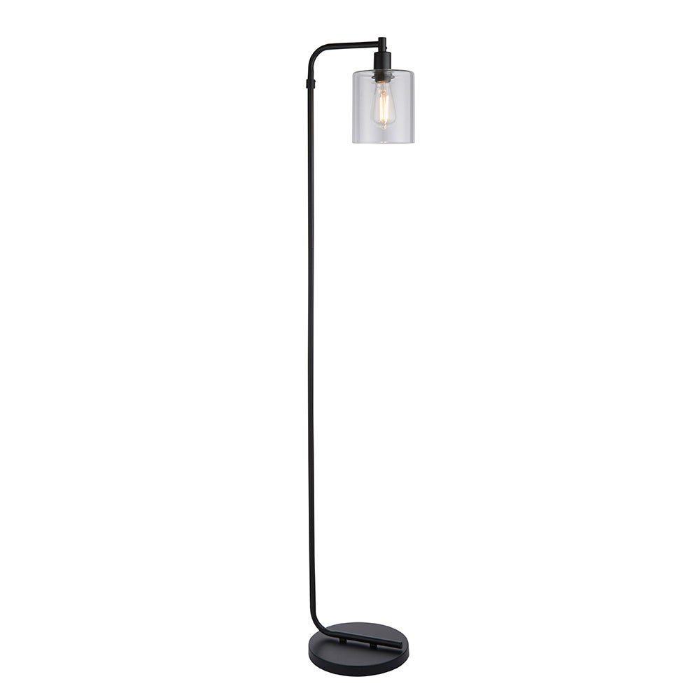 Lampa stojąca szklany klosz TOLEDO czarno-przezroczysta 1xE27x10W metal wym:152x25x28cm IP20 Endon