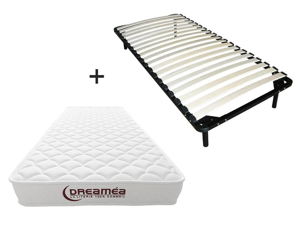 Zestaw rama listewkowa + materac piankowy z warstwą wierzchnią z pamięcią kształtu PELOPS marki YSMÉE - 15 cm grubości - 90 x 190 cm