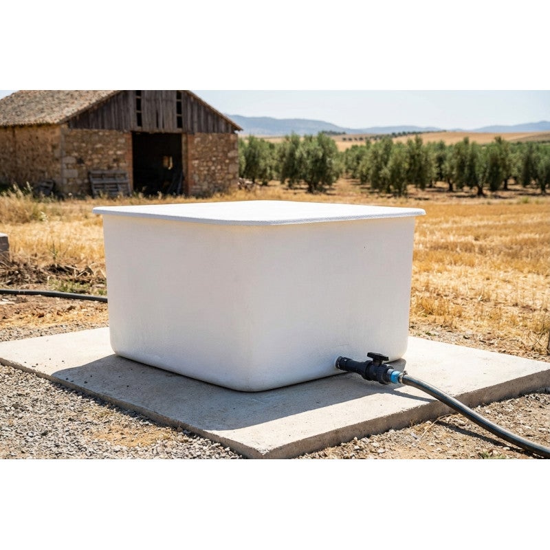 Tanque de água de 1000 litros em poliéster e fibra de vidro + tampa 142 x 109 x 85 cm | Recipiente para água potável - 3