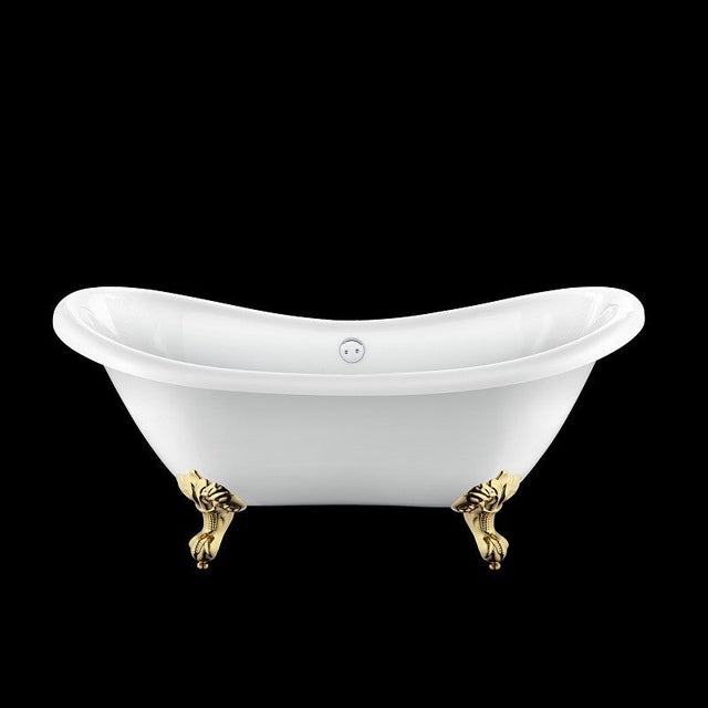 Baignoire sur pieds rétro DARLINGTON Blanche 175 cm Pieds d'Aigle Dorés