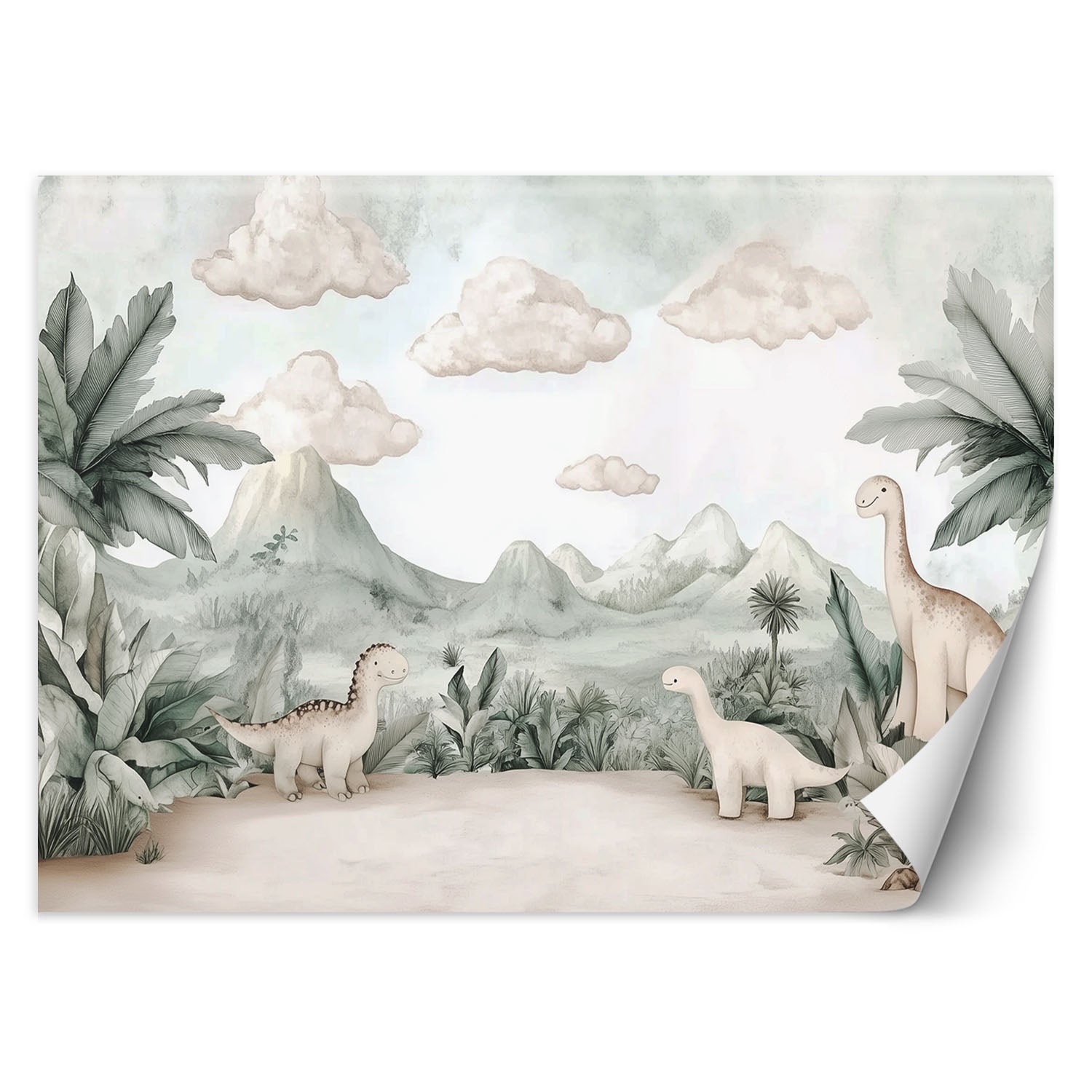 Fototapeta dla dzieci do pokoju, Dinozaury Jurajski świat w pastelach 350x245