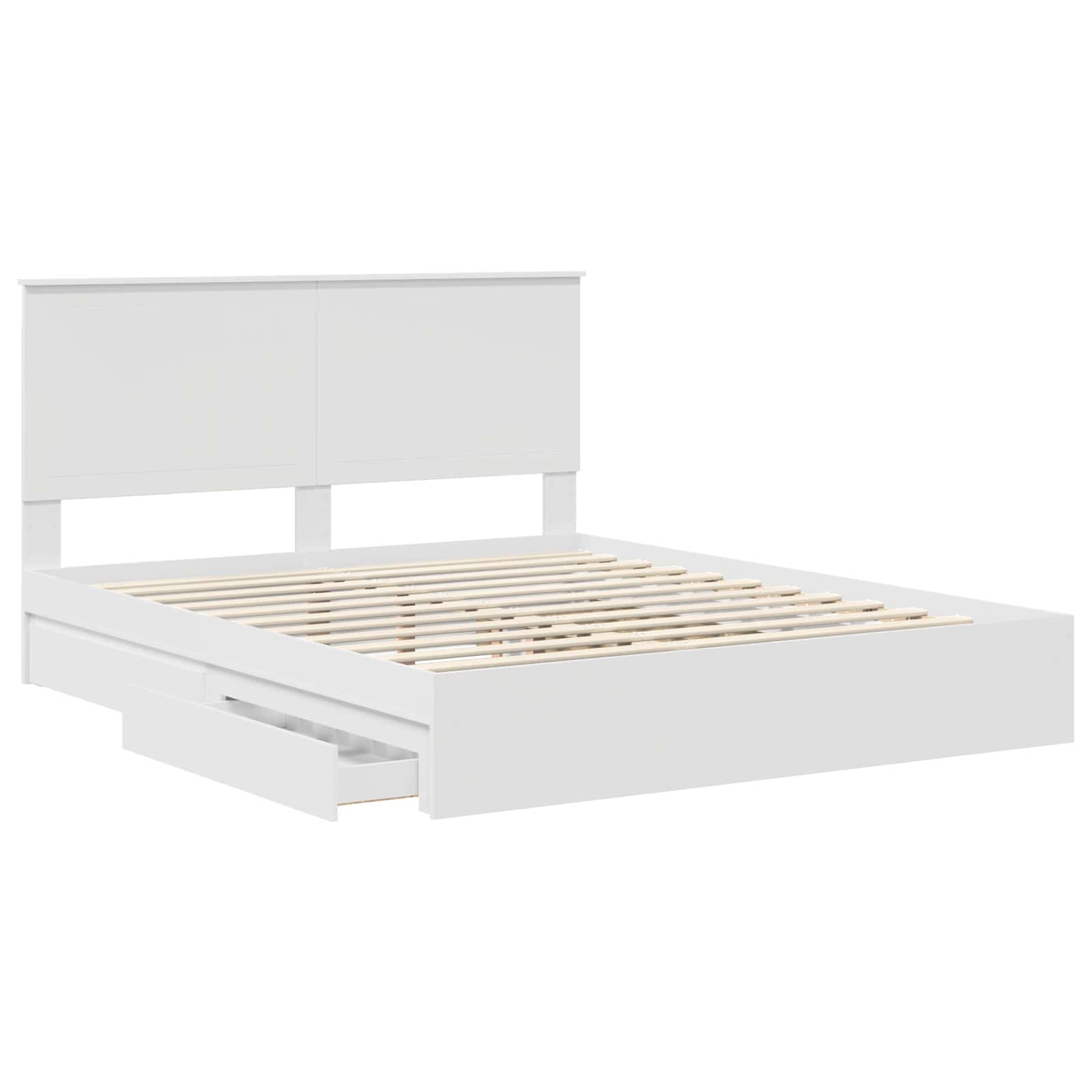 Lit avec rangement, blanc, en panneau de bois, pour la chambre, 160 × 200 cm - 5