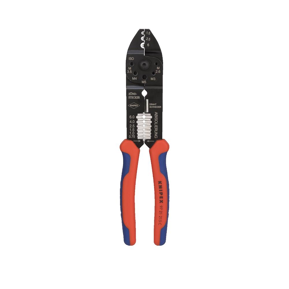 Praska KNIPEX Crimpzange 97 21 215 C z uchwytami bimateriałowymi i funkcją odkręcania śrub