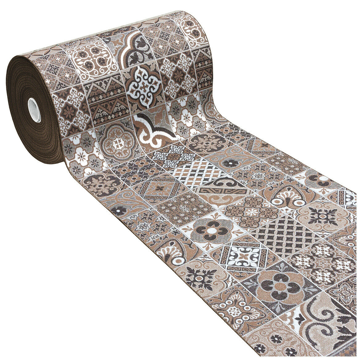 Alfombra de cocina 54x140 tejido plano gobelin tela corredor base antideslizante azulejos de mayólica marrón