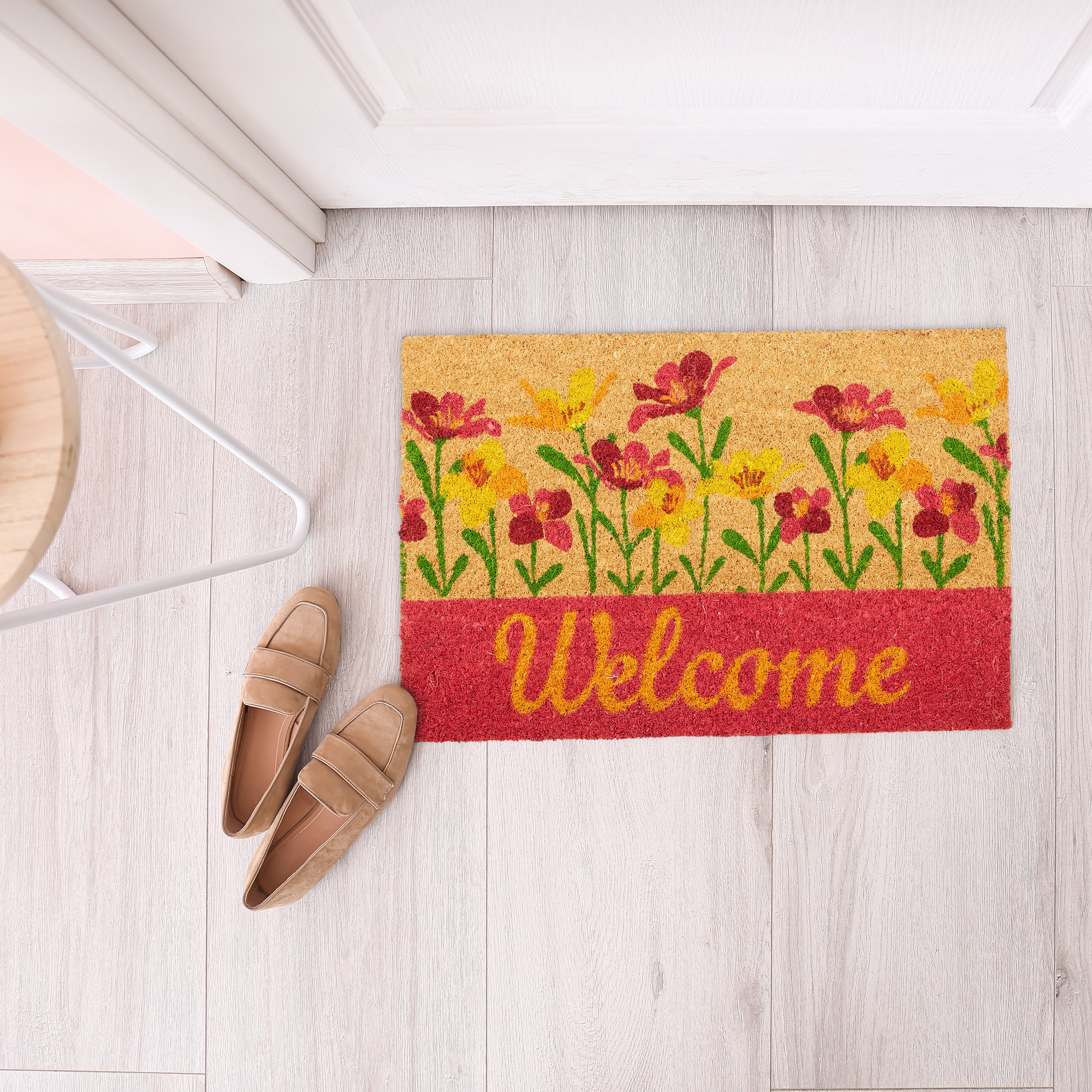 Relaxdays Paillasson coco, 40x60 cm, tapis d’entrée motif