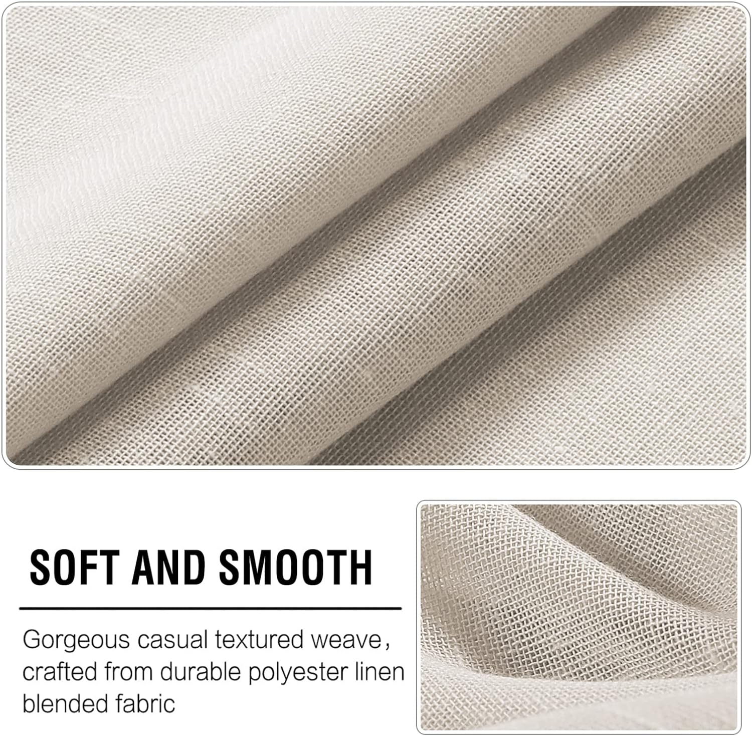 Rideaux en lin avec œillets, 2 pièces Rideaux en tulle, Rideaux à œillets, Rideau de fenêtre de salon Rideau, 132 x 160 cm (couleur lin) - 2