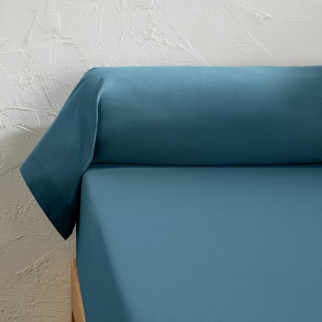 Taie de traversin unie en coton, Scenario - Bleu de prusse - 85 x 185 cm