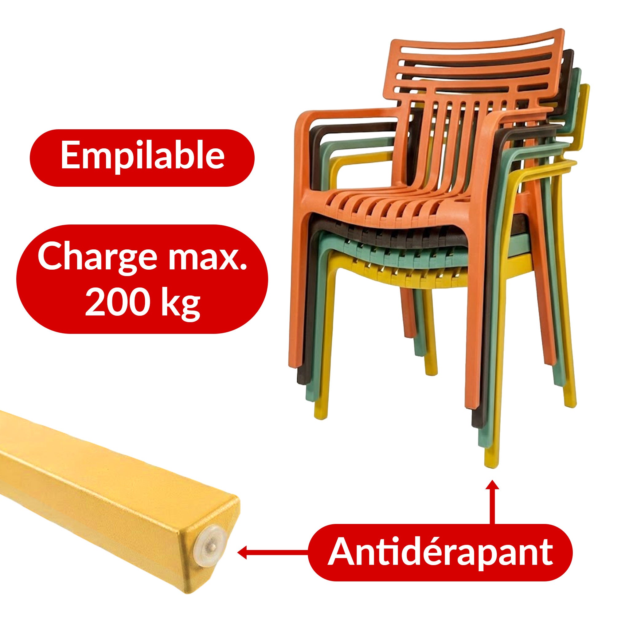 Chaise de jardin Sitwell design, résistante aux intempéries, Anthracite - 4