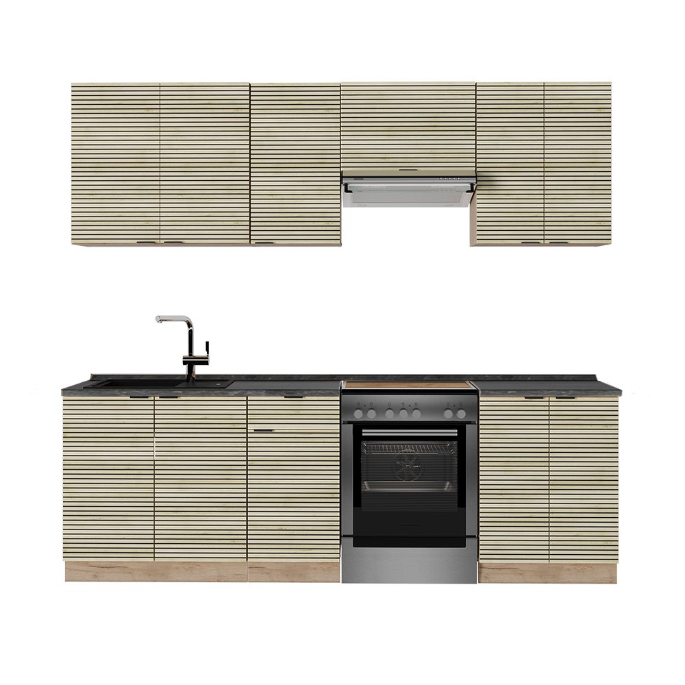 Vicco Aneks kuchenny Fame-Line, Panel dębowy/dąb goldkraft, 240 cm , BP Antracyt