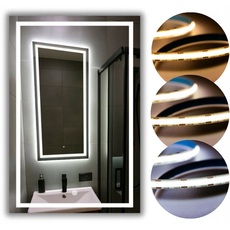 Zdjęcia - Lustro ścienne METANOIA LUSTRA LED Lustro Led 90x120 cm COB 608 diod/m z Włącznikiem Dotykowym - 3 Barwy