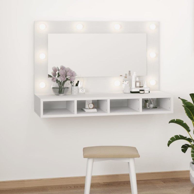 Vidaxl mueble con espejo y luces led blanco 90x31,5x62 cm
