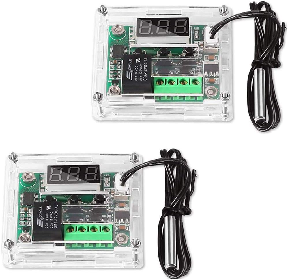2-częściowy moduł regulatora temperatury z obudową - XH W1209 Moduł termostatu z wyświetlaczem cyfrowym i wodoodporną sondą NTC
