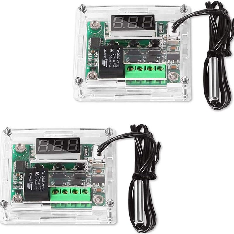 2-częściowy moduł regulatora temperatury z obudową - XH W1209 Moduł termostatu cyfrowego z wyświetlaczem i wodoodporną sondą NTC
