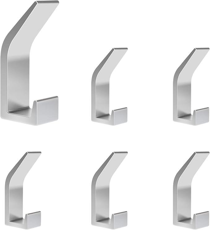 6Pcs Patère Murale Inox,Crochets Adhésif Inox Brossé,Crochet Rond Mural