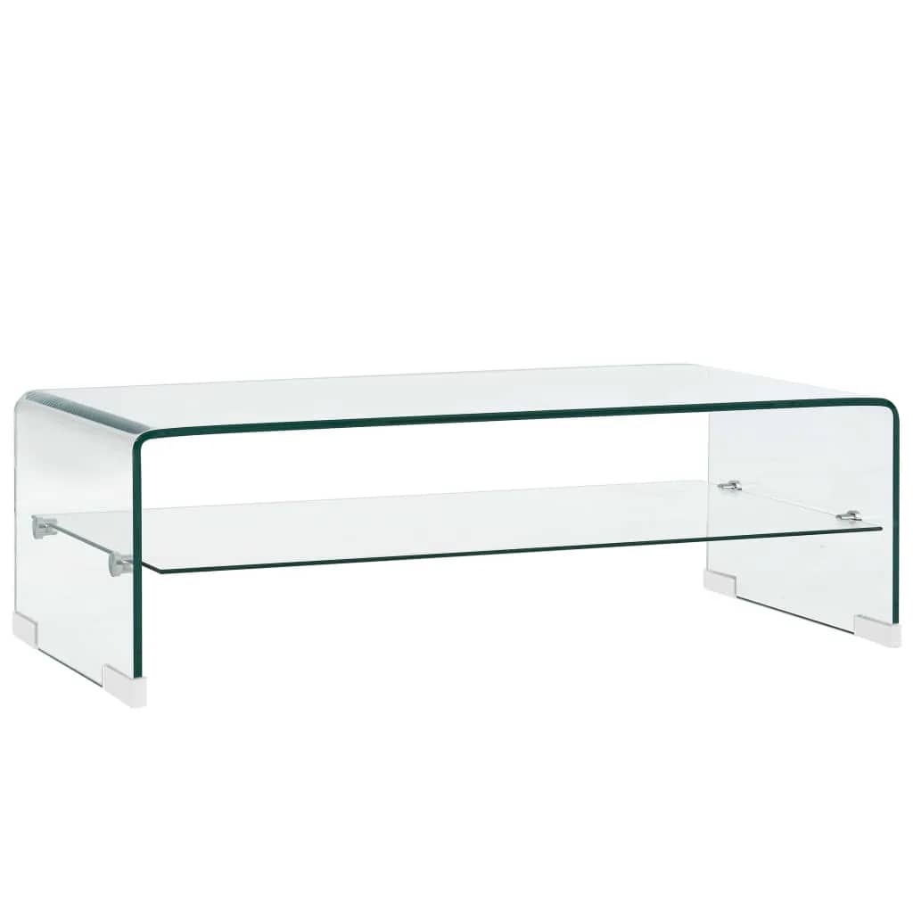 vidaXL Table basse Clair 98x45x31 cm Verre trempé - 2
