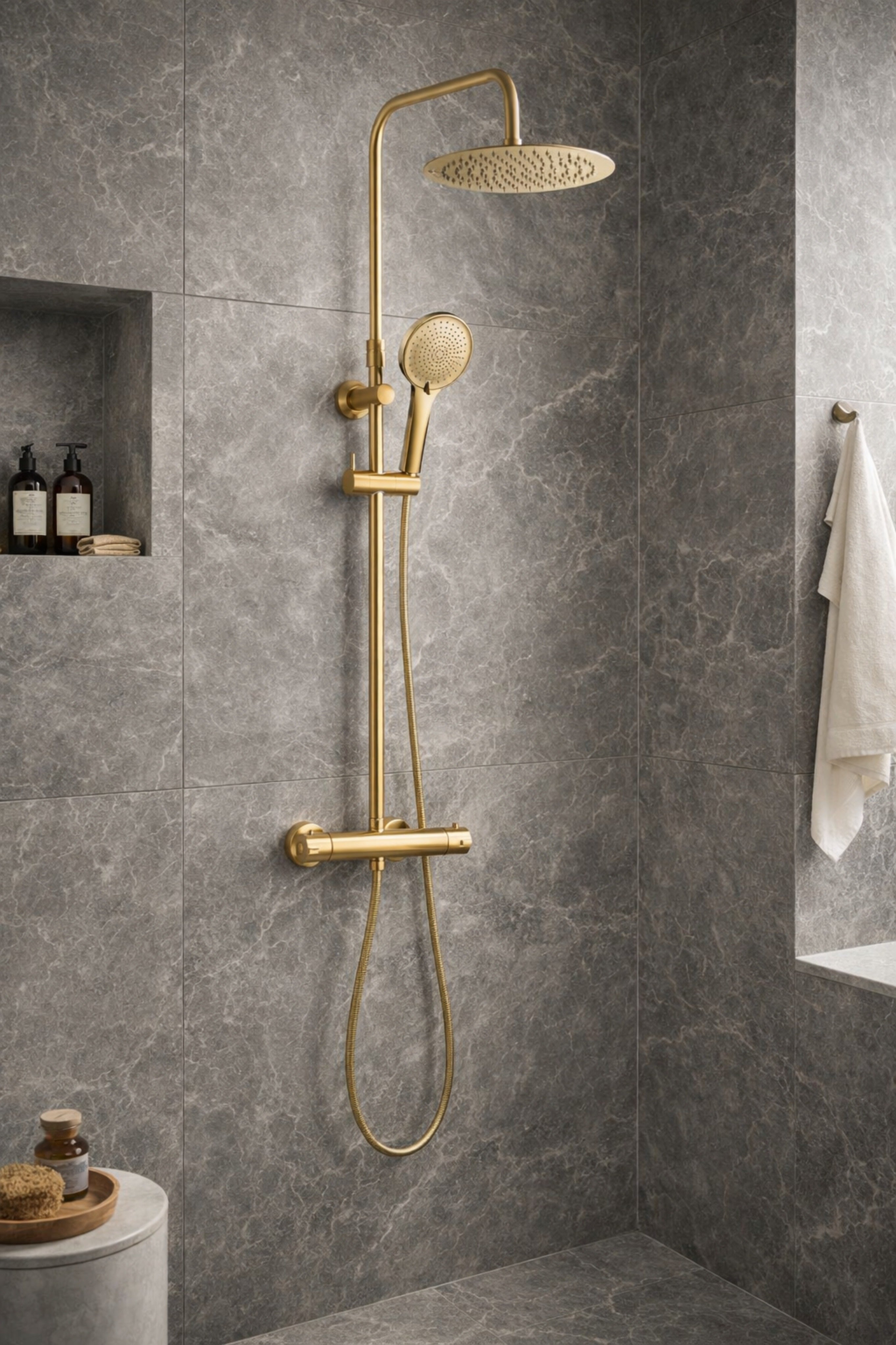 Edouard Rousseau - Columna de ducha termostática ARS Oro cepillado - 6