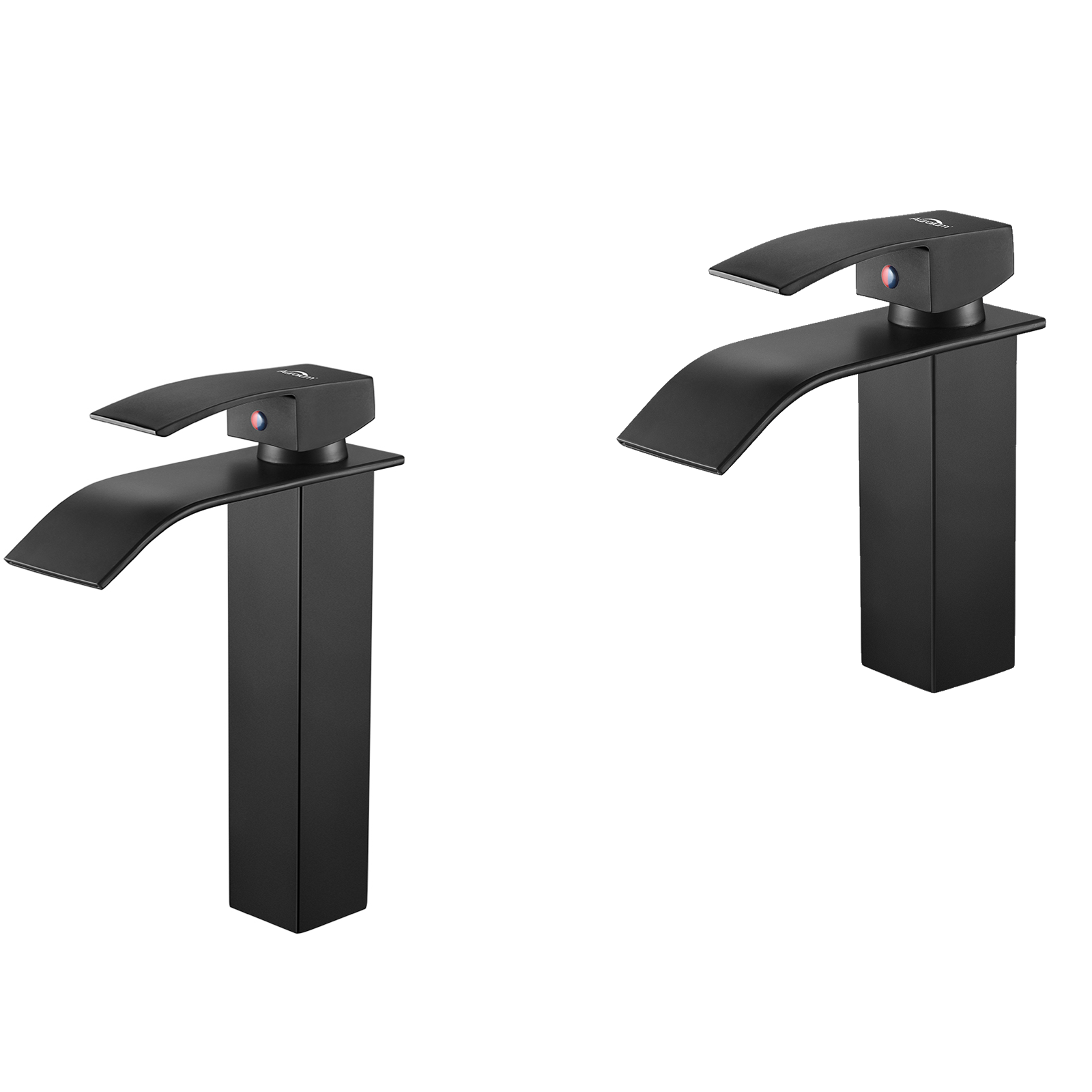 Robinet De Lavabo Cascade FD, Noir, Moderne, à Installer Sur Un Trou, Finition Mate