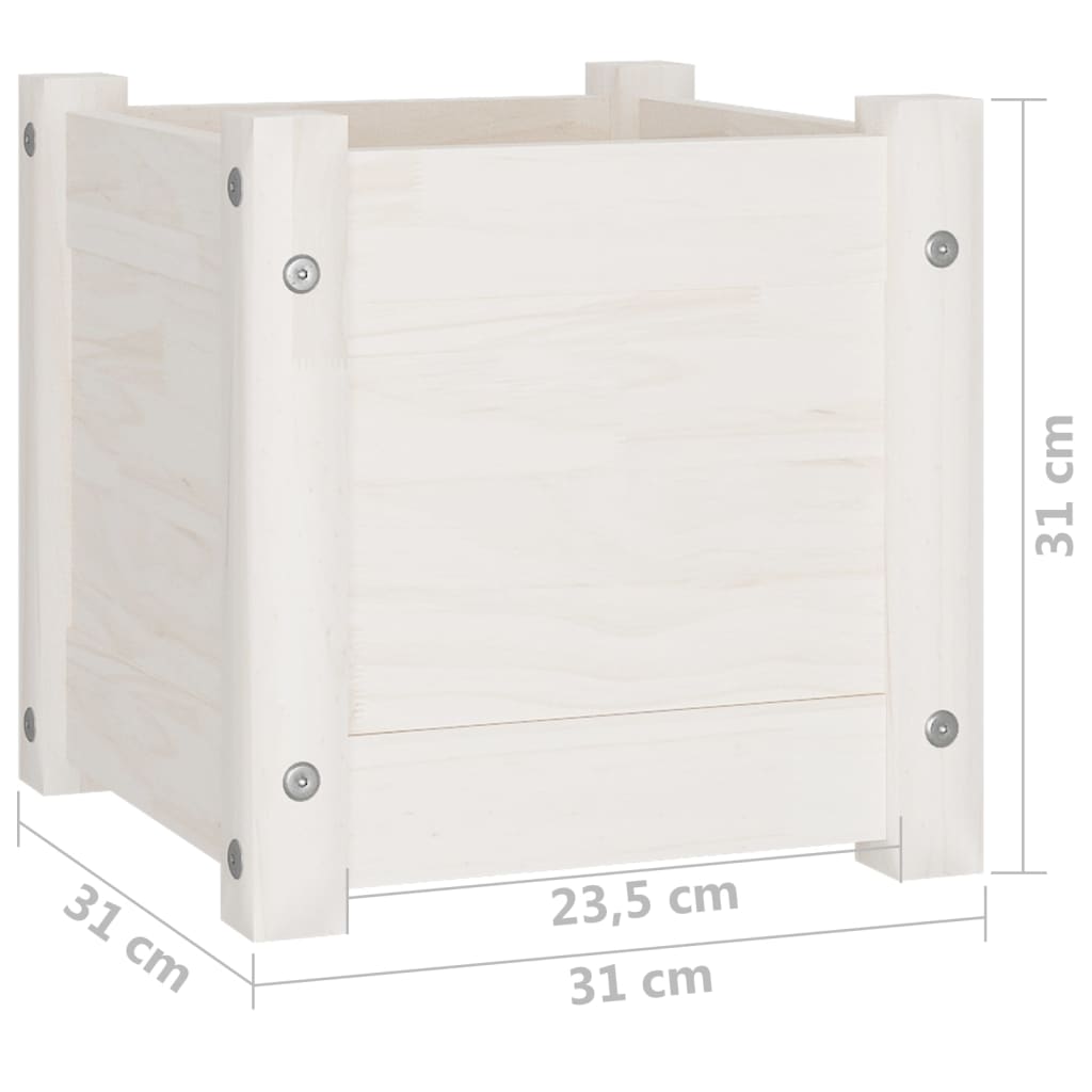 vidaXL Fioriera da Giardino Bianca 31x31x31 cm Legno Massello di Pino - 8