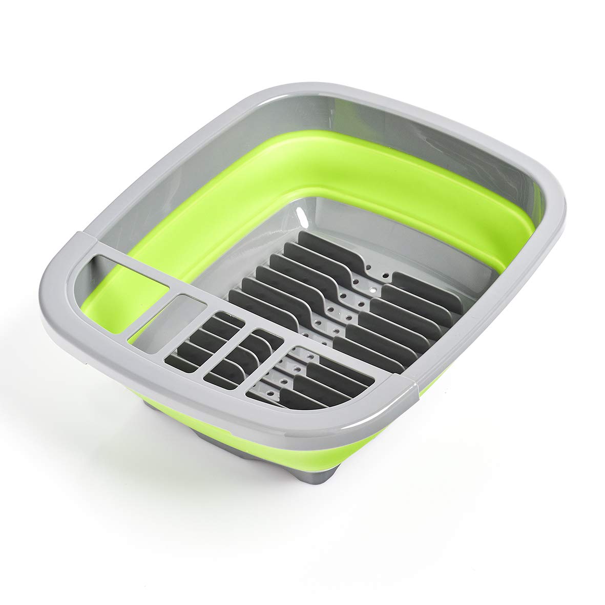 Zeller 26625 - Scolapiatti pieghevole, in plastica, colore: Grigio/Verde - 5